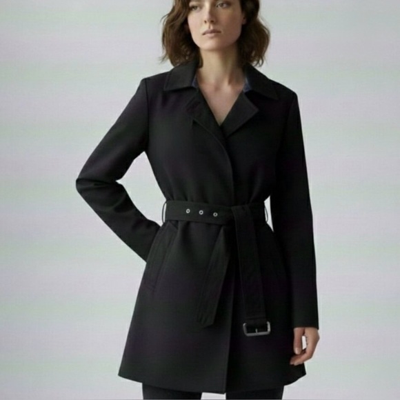 GAP Jackets & Blazers - GAP Black Trench Coat with Belt & Blue Lining – Size M – NWOT